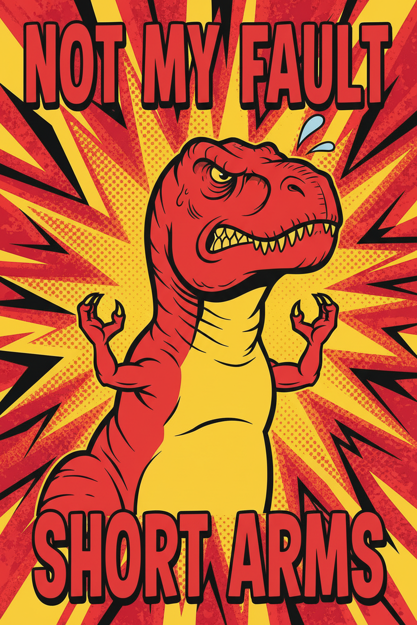 Not My Fault Short Arms funny T-Rex poster