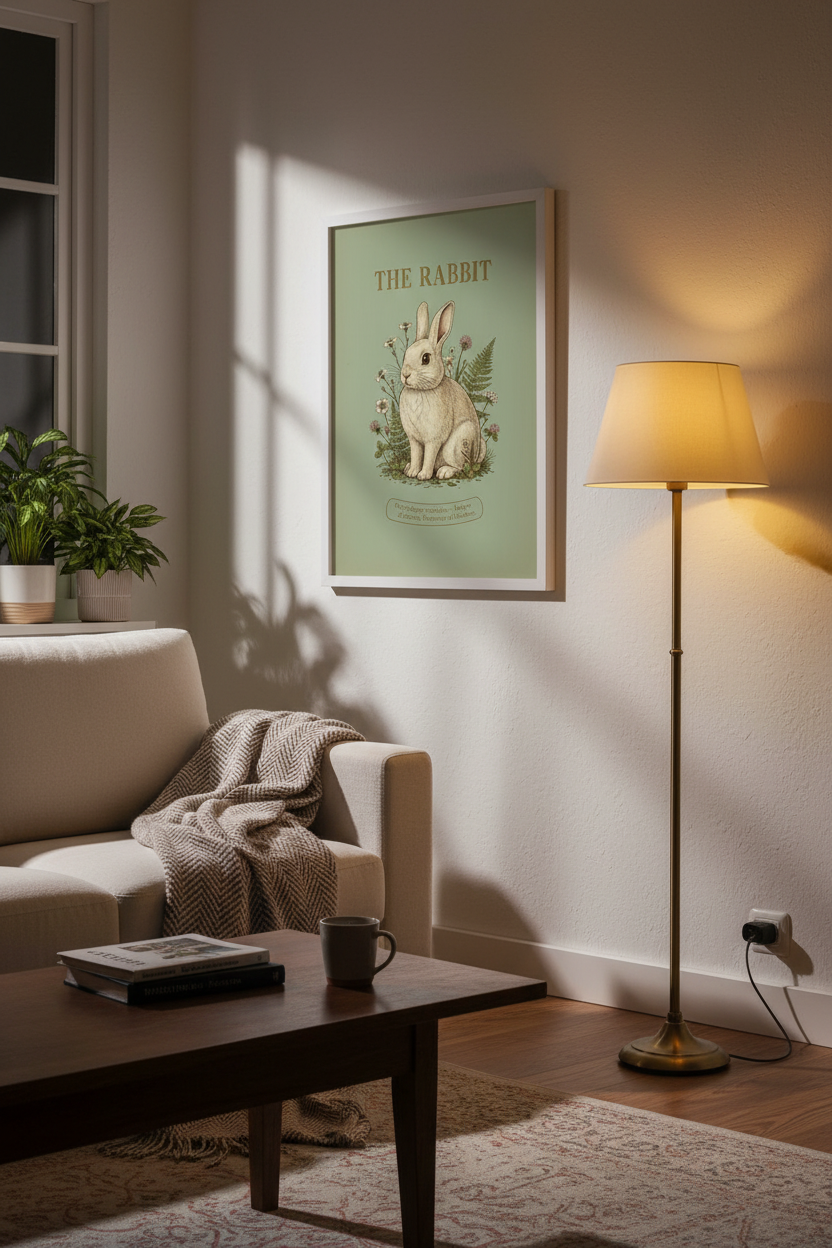 The Rabbit framed in living room view 2