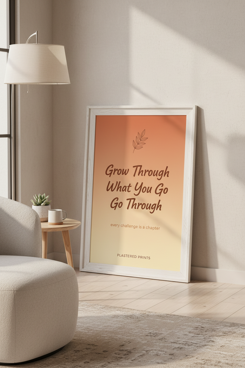 Grow Through What You Go Through framed in living room view 2