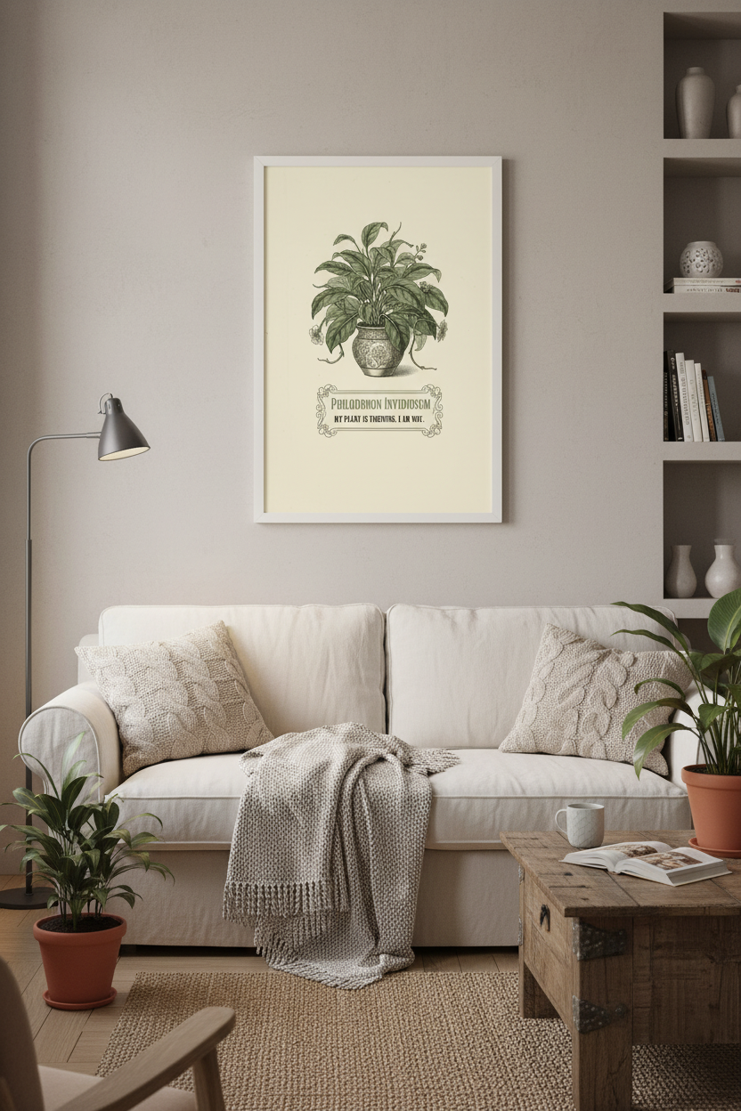 Framed poster in living room