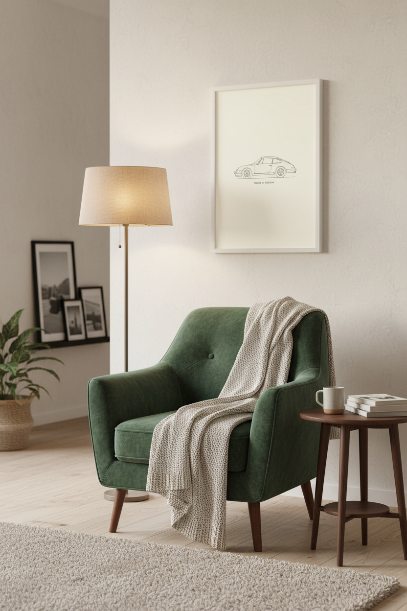 Driven by Passion framed poster in living room