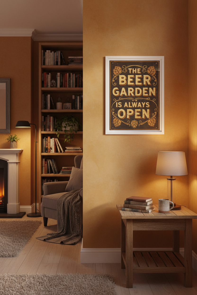The Beer Garden Is Always Open — Framed Mockup 2