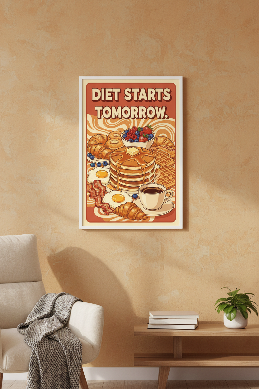 Diet Starts Tomorrow — Framed Kitchen Mockup 1